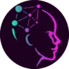 Le logo de AI-VISION. Il s'agit d'un visage de profil, souriant. Au niveau de son crane, il y a une représentation très symbolique et stylisée d'un réseau de neurones.